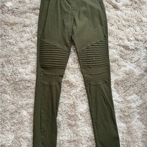 Olive Green Biker Style Pants